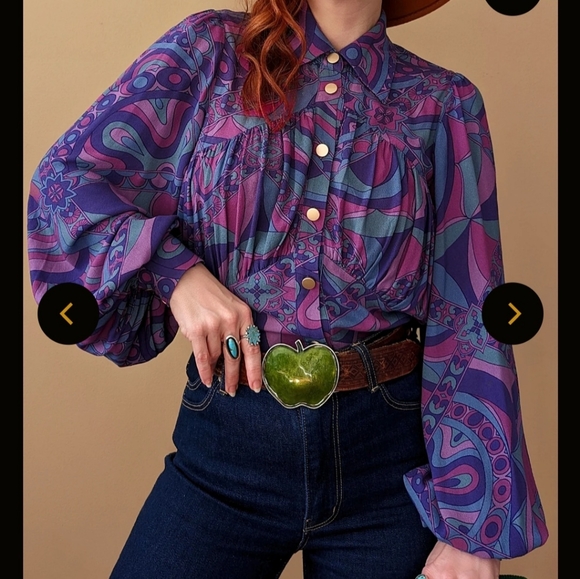 Nine Lives Bazaar - Edie Blouse in Berry Bang, size AU10 - Picture 3 of 14